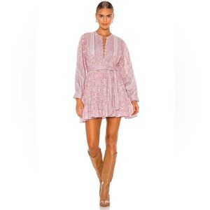 Cleobella Lenox Mini Dress Pink Block Print Cottage Core Sz XL MSRP$208
